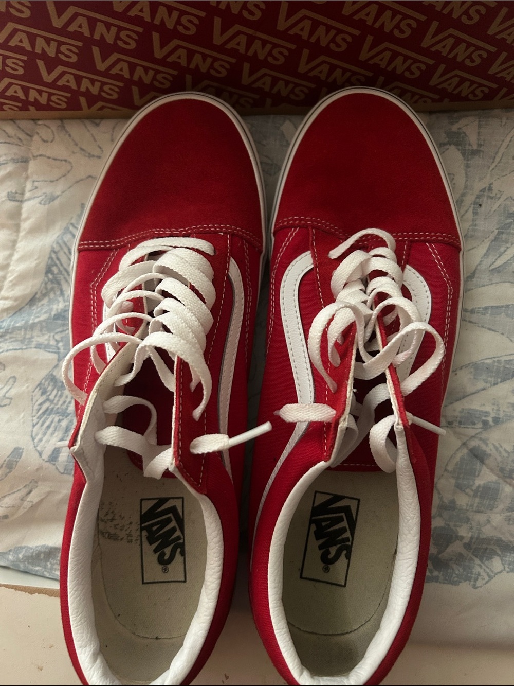 Vans Red and White Classic Skate Sneakers